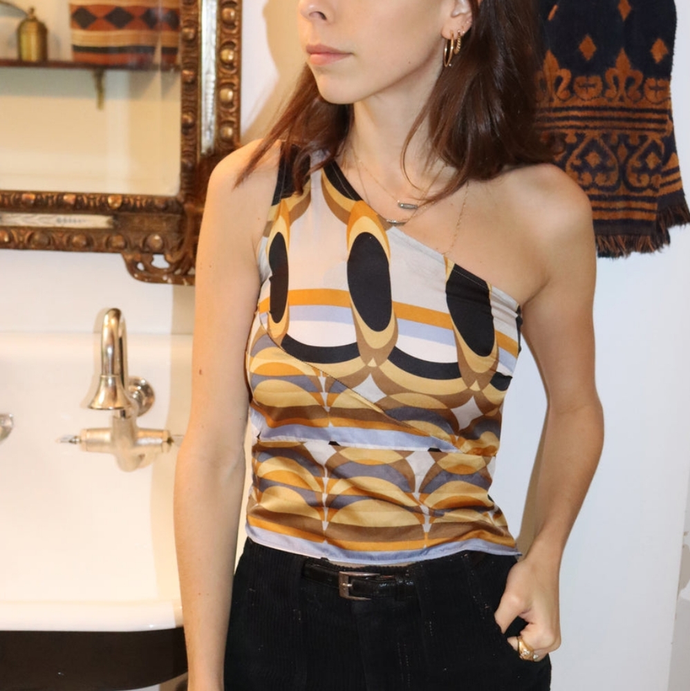 Girl of the Earth one shoulder silk top original Pucci fabric
